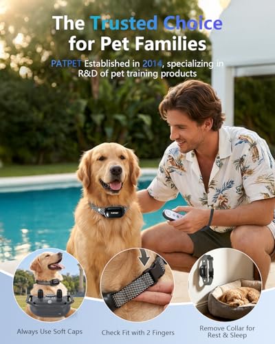 PATPET Shock Collar for Dogs(10-120lbs), 4000ft Rechargeable IPX7 Waterproof Training Collar with Remote for 2 Dogs- Electric Dog Collar for Small Medium Large Dogs 2 Packs