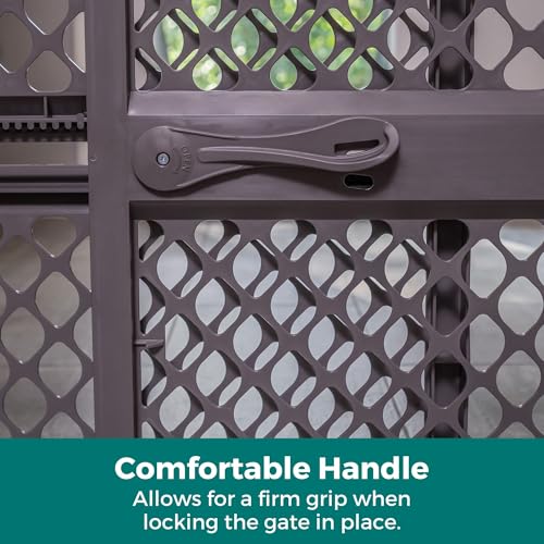 MYPET Essential Petgate: 26-42" Wide Expandable, Pressure Mounted No Tools Needed, Durable Dog Gate for Doorways, Made in USA, 26" Tall, Fieldstone Gray
