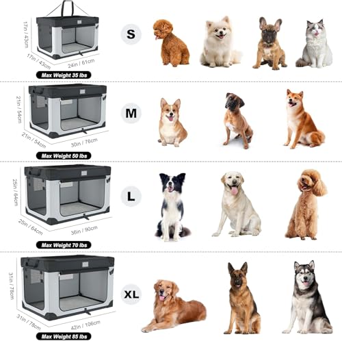 36 Inch Collapsible Travel Dog Crate for Large Dogs, Portable Dog Crate 3-Door Foldable Soft Kennel with Durable Mesh Windows, Warm Blanket and Foldable Bowl