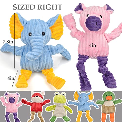 LECHONG 5 Pack Tough Dog Toys Stuffed Squeaky Dog Toys Assortment Plush Animal Dog Toy Value Bundle Puppy Pet Dog Toys for Small Medium Large Dogs