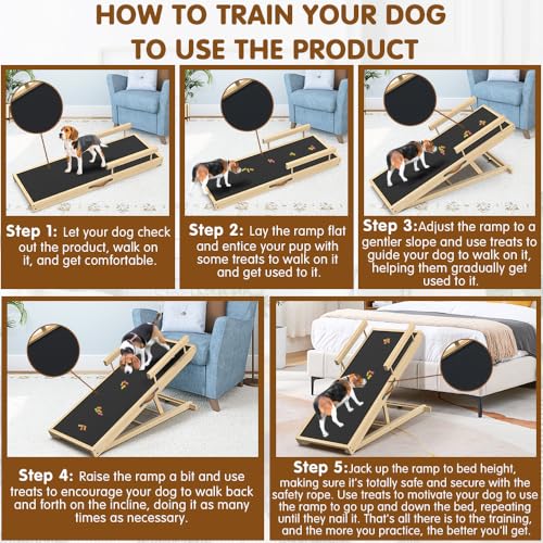 Dog Ramp for Bed and Couch 55" with Non-Slip Surface & Side Rails