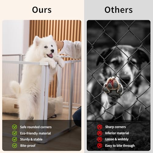 Clear Acrylic Dog Play Pen Indoor Pet Enclosure for Small Dogs & Cats, Outdoor Use with Door, Easy Assemble & Cleaning
