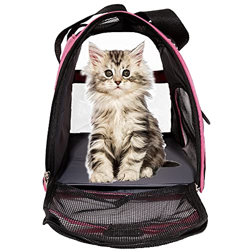 MuchL Cat Carrier for Cats Soft-Sided Travel Pat Carrier for Cat with Wooden Padding Board Airline Approved Lightweight Comfortable Cat Bag for Puppy Small Pets (Small, Pink)