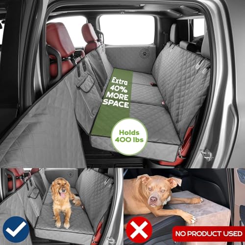 Ruff Liners Standard Back Seat Extender for Dogs, Gray – As Seen on Shark Tank – Hard Bottom Platform for Cars, SUVs & Mid-Size Trucks – 400lb Support, Waterproof – Rigid Back Seat Cover for Dogs