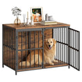 HOOBRO 38.6" Dog Crate Furniture, Wooden Dog Kennel Indoor, Heavy Duty Dog Cage for Small/Medium Dog, Decorative Side End Table, Rustic Brown and Black BF100GW03