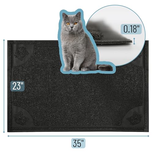 Mr. Pen- Large Cat Litter Mat, 23”x 35”, Black Cat Litter Box Mat, Cat Litter Mat Litter Trapping Mat, Cat Mats for Litter Large, Litter Mat for Litter Box, Large Litter Mat