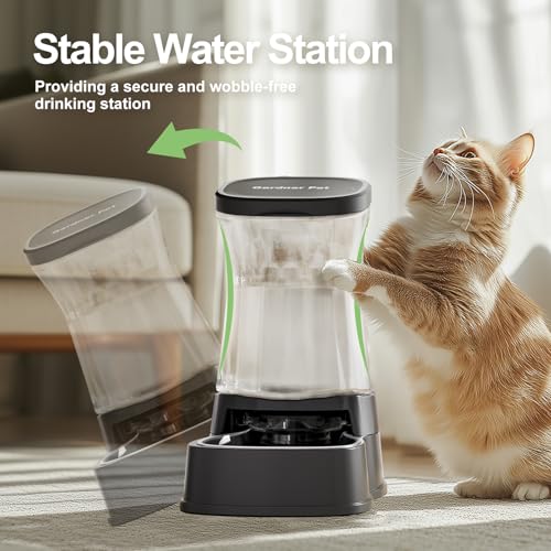 Automatic Gravity Water Dispenser for Dogs, 1Gallon Stainless Steel Dog and Cat Water Bowl Dispenser, Dog Water Fountain Dispenser for Small&Medium Dogs, Cats, Puppies(Black)