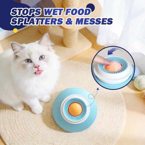 TYBOPCE Slow Feeder cat Bowl, Interactive Licking Bowl for Wet & Liquid Food, Cat Puzzle Feeder, Non-Slip Cat Food Bowl for Slow Eating, Anxiety Relief Cat Slow Feeder Bowl （Yellow Ball）