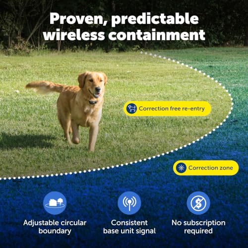 PetSafe Original Wireless Electric Fence for Dogs, Portable for Travel Covers Up to 1/2 Acre, Waterproof Collar for Pets 8lb+ with Tone/Static (Gray), from the Parent Company of Invisible Fence Brand