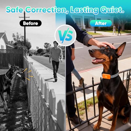 KJKZO Dog Bark Collar for Large Medium Small Dogs, Effective No-Bark Collar, Smart Barking Collar, 2026 Upgraded Bark Collar with 7 Sensitivity, 3 Modes, Orange