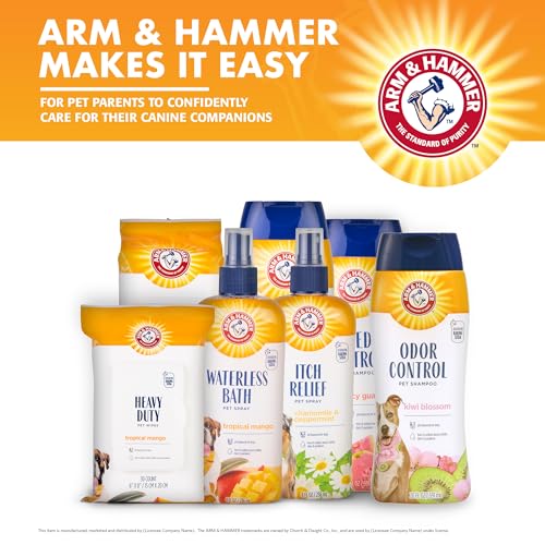 Arm & Hammer Dog Grooming Wipes, Deodorizing Dog Cleaning Wipes with Coconut Water, Gentle for Dogs and Puppies, Paraben and Sulfate Free Formula, Light Coconut Scent, 100 Count