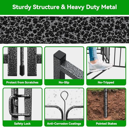 Kfvigoho Heavy Duty Dog Playpen: 12 Steel Panels 47" Height, Square Steel Pipe with Reinforced Crossbars, 27FT 57 Sq.ft Portable Fence for Yard RV Camping, Snowy Black