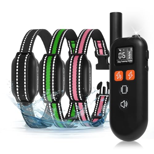 3 Dogs Shock Collar with Remote 3 Pack-3300FT Dog Training Collar with Fashlight, IPX7 E Collar with Double Shock for Small Medium Large Dogs(5-150lbs)-4 Training Modes, Adjustable Strap, Rechargeable
