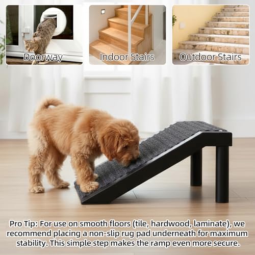 Dog Ramp for Stairs – Non-Slip Pet Steps with Locked-in Carpet & Iron Frame, Helps Senior Dogs & Small Breeds Climb Safely (2-Pack)