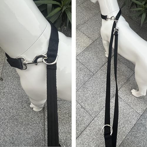 Multifunctional Double Ended Dog Leash,for Obedience Training Or Distance Work Easy to Use,Lightweight,Soft&Durable Convertible Hands Free,Crossbody,Over Shoulder(Black, 2M*2.5CM)
