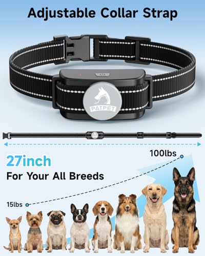 PATPET Dog Training Collar Shock Collar with Remote - 3 Training Modes, Beep, Vibration and Shock, Up to 1000 ft Remote Range, Rainproof for Small Medium Large Dogs