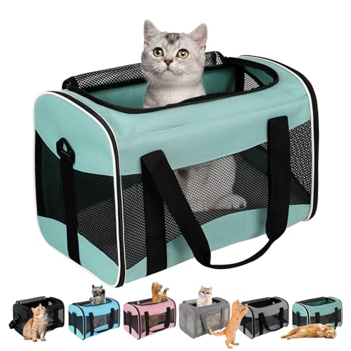Cat Dog Carriers Soft-Sided Pet Carrier Large Cats for Medium Big Cat Small Dog Puppy up to 16lbs TSA Airline Approved Animal Collapsible Cat Carrier Carriers Travel Carrier Cat Bag (17x11x11)