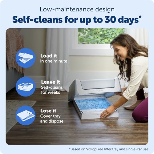 PetSafe ScoopFree Self-Cleaning Cat Litterbox - Never Scoop Litter Again - Hands-Free Cleanup with Disposable Crystal Tray - Less Tracking, Better Odor Control - Includes Disposable Tray