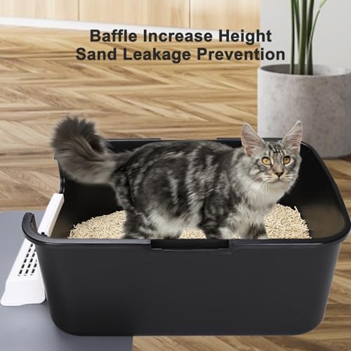 Sfozstra Black Enclosed Cat Litter Box with Lid - Lift-Off Buckle Lock for Easy Cleaning, High Sides Splash-Proof & Leak-Proof, Odor-Reducing with Deodorizer, Includes Sand Pedal, for Cats up to 8 lbs