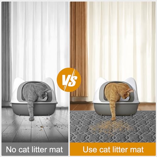 Motsamla Cat Litter Box Mat, 35" x 24" Large Kitty Litter Trapping Mat Keep Floor Clean, Litter Box Mat Scatter Control, Waterproof, Easy to Clean, Durable Large Size Litter Mats for Floor