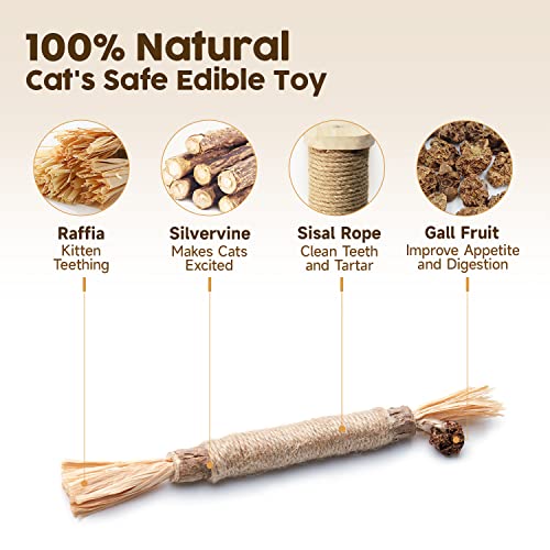 Potaroma 3 Pack Natural Silvervine Sticks Cat Toys, Catmint Silvervine Blend Sticks, Catnip Kittens Chew Toys Teeth Cleaning, Matatabi Dental Care Cat Treat Edible Kitty Lick Toys, Package May Vary