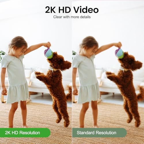 INFIYA 2K Indoor Camera-One-Touch Call Baby/Elderly Monitor Pet Camera 360° PTZ & Intelligent Tracking for Home Security, Compatible with Alexa/Google Home(2.4GHz WiFi Only) - K7 2P