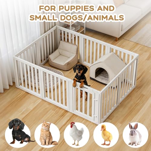 LoveTail Dog Playpen, Clear Dog Pen, Dog Pen Indoor, Easy to Install and Remove Dog Play Pen, Puppy Playpen Suitable for Dogs, Cats,Dog Playpen Indoor (White, 23.6 inch Height, 10 Panels)
