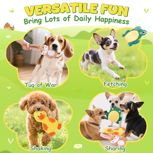 XIUGOAL Dog Toys to Keep Them Busy, 3 Pack No Stuffing Interactive Dog Toys with Crinkle, Squeaky Puppy Chew Toys for Small, Medium Breeds