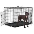 48 Inch Extra Large Dog Crates for Medium Dogs Double-Door Folding XXL Dog Crates for Large Dogs Indoor/Outdoor Dog Cages for Large Dogs Metal Wire Dog Kennel with Plastic Tray and Handle(Black)