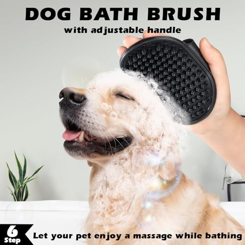 Augwind 7 in 1 Pet Grooming Kit - Dog&Cat Comb, Deshedding Brush, Nail Clipper with File, Bath Brush - Premium Pet Supplies (Blue)