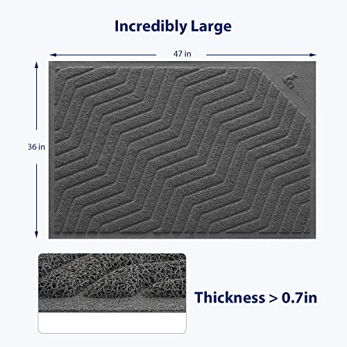 WePet Cat Litter Box Mat(No. 02-2), Kitty Premium PVC Pad, Durable Trapping Rug, Phthalate Free, Urine-Resistant, Scatter Control, XXL 47 x 36, Grey