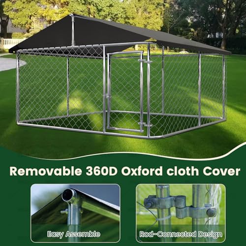 Petony Large Outdoor Dog Cage, Heavy Duty Dog Kennel House Mesh, Big Enclosure Pet Kennel Steel Fence with Secure Lock(78”x 78”)