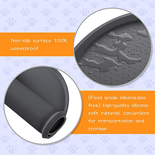 Yacee 100% Waterproof 0.5" Raised Edge BPA Free Silicone Dog Food Mat, Pet Cat Feeding Mats Contain Spills Protects Floors, Placemats for Cats and Dogs Water Bowl Dishwasher. (Small, Gray)