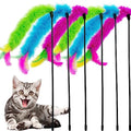 CATENEED Cat Wand Feather Toys, 6 Pieces Interactive Cat Feathers Teaser Toy for Indoor Cats Play
