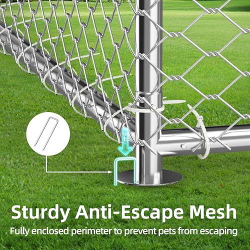 7.8x7.8FT Large Outdoor Dog Kennel Outside,Heavy Duty Dog Enclosure with Waterproof Cover Roof and Steel Fence Security Lock for Dogs(93x93x63in)