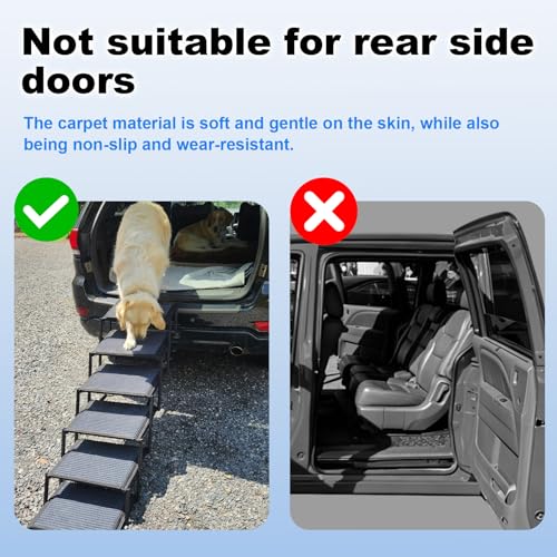 Dog Ramp for Car Truck and SUV Dog Stairs for Large Dogs Folding Pet Stairs with Non-Slip Rug Surface Supports Up to 250 lbs (5 Steps)