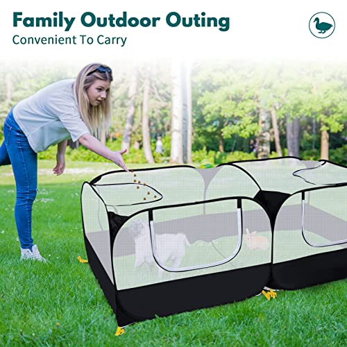 Small Animals Playpen,Pet Cage Tent Large Chicken Run Coop with Detachable Bottom Breathable Transparent Mesh Walls, Foldable Pet Enclosure for Puppy Kitten Rabbits Indoor Outdoor Playpen