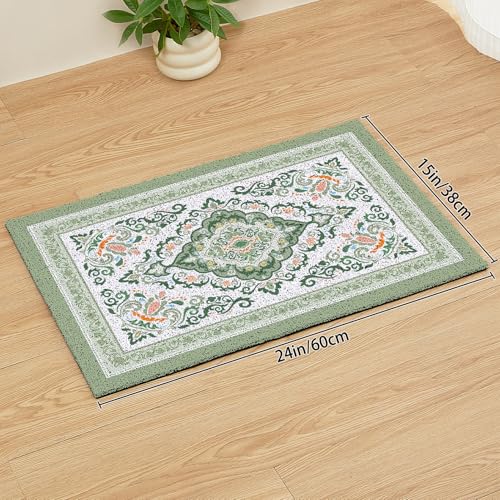 Unicorn Catcher Cat Litter Mat 24" x 15" Non-Slip Litter Box Mat Washable Litter Catcher Mat for Litter Box Indoor Food Mat Supplies Essentials, DarkSeaGreen