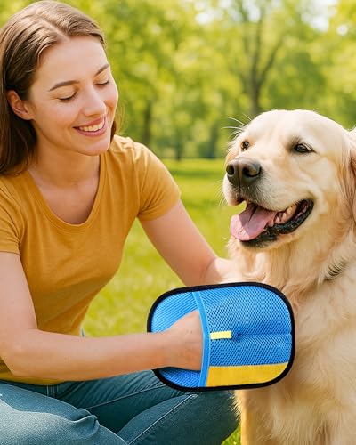 JGLXF 2026 Thickened Electrostatic Pet Hair Removal Gloves (2 Pcs) - Reusable Strong Grooming Gloves for Cats & Dogs, Hair Remover Gloves for Couch, Furniture, Carpet, Car Seats & Clothing Blue