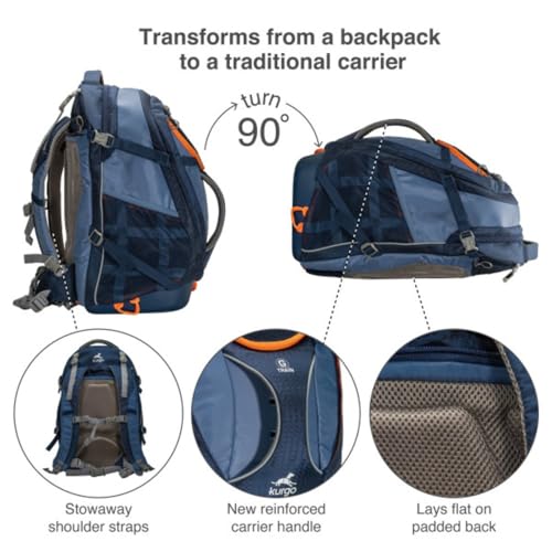 Kurgo G-Train Dog Carrier Backpack - Comfortable Travel Bag for Pets Up to 25 lbs - Waterproof Bottom - Multi-Compartment Pack - Dog Hiking Gear - Rugged Adventure Backpack - Navy Blue