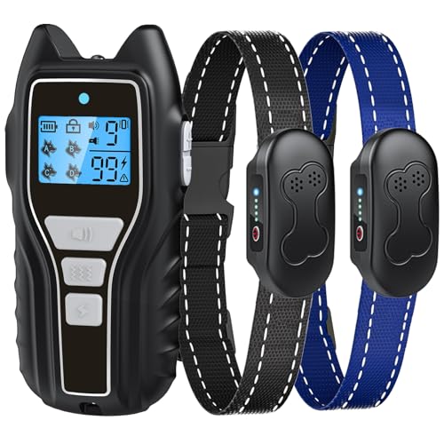 Asrcs Shock Collar for Dogs 2 Dogs (15-120lbs) 2000FT Dog Shock Collar with Remote Control Waterproof Dog Training Collar with Remote 4 Safe Modes Rechargeable Lock Flash Light for All Breeds - Gray