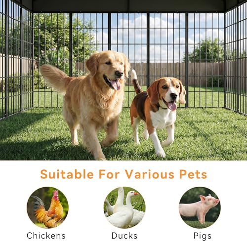10x10FT Large Outdoor Thickened Dog Kennel, Heavy-Duty Modular Dog Cage with Roof Dog Kennel Outside with Double Doors & Weatherproof UV-Resistant Cover Dog Easy Assembly Enclosure for Patio,Garden
