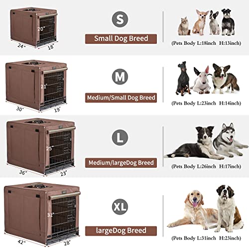DONORO Dog Crates for Small Size Dogs Indoor Double Door Dog Kennels & Houses for Puppy and Cats, Collapsible Metal Contour Dog Cages (Brown, 24.0" L x 18.0" W x 20.0" H)