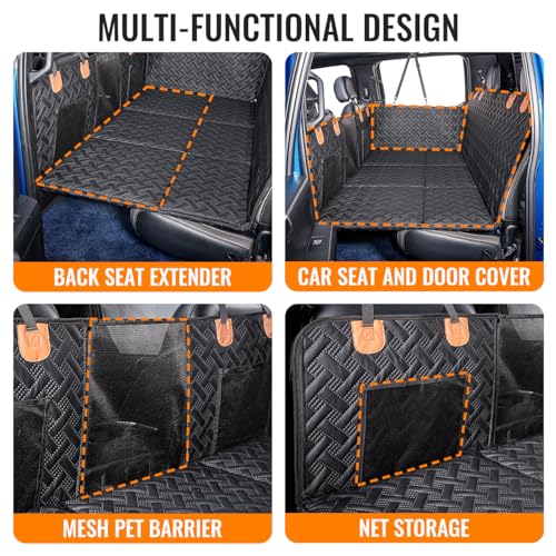 MAXFUT Dog Back Seat Extender for Truck,Truck Dog Seat Cover Back Seat,Dog Hammock for Truck,Hard Bottom Seat Extender,Pet Seat Covers for F150/RAM1500/Silverado