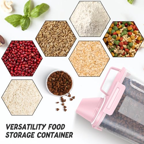 ODOMU Dog Cat Food Storage Container, Pet Food Container Airtight with Large Spout & Cup, BPA-Free Plastic Food Dispenser for Pet Food, Bird Seed, Rice, Flour - Pink 2.5-5lb (1 pack)