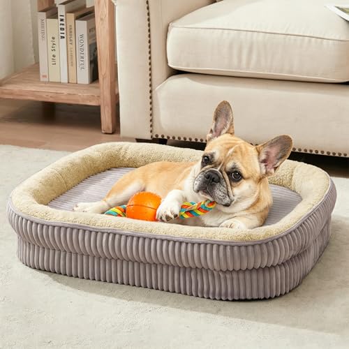 DEBANG HOME Orthopedic Dog Bed for Medium Dogs Breeds, High Density Egg Crate Foam Dog Sofa Beds,Oval Kennel Bed, Pet Couch Bed with Four Sided Bolster, Removable Washable Cover& Non-Slip Bottom