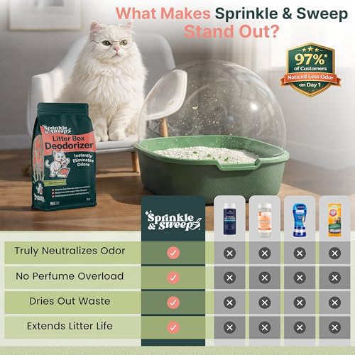 Sprinkle & Sweep: Litter Box Deodorizer - 8oz Bag - Cat & Kitten Home Odor Neutralizer, Ultra-Absorbent Formula, Non-Toxic & Safe, Pet Smell Control