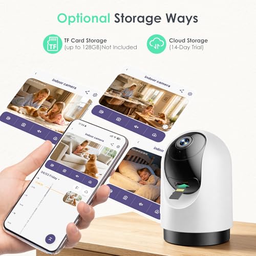 YOTON Indoor Security Camera, 2.4/5GHz, 2K 360° Wi-Fi Baby Monitor & Pet Camera w/Motion Tracking, 2-Way Audio, Night Vision, SD/Cloud, Works with Alexa & Google Home