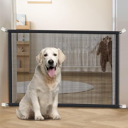 Cupount Dog Screen Mesh Gate for Stairs Pet Gates for The House: for Doorways Stairways Indoor 29 inches Tall, 38 inch Wide, Fits 32-35 inch Openings