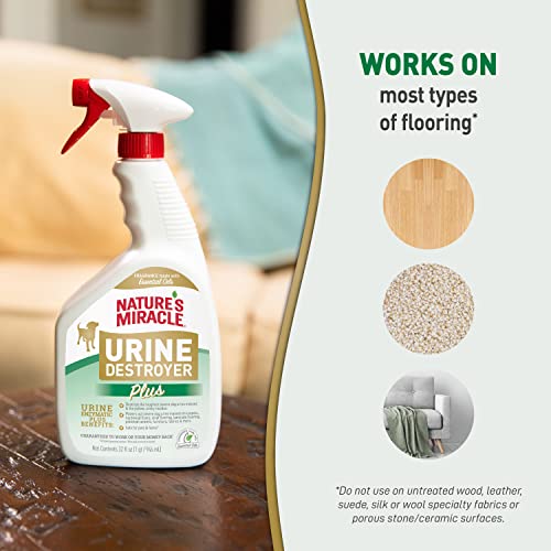 Nature's Miracle Urine Destroyer Plus for Dogs, Enzymatic Formula for Severe Dog Urine Stains, 32 oz